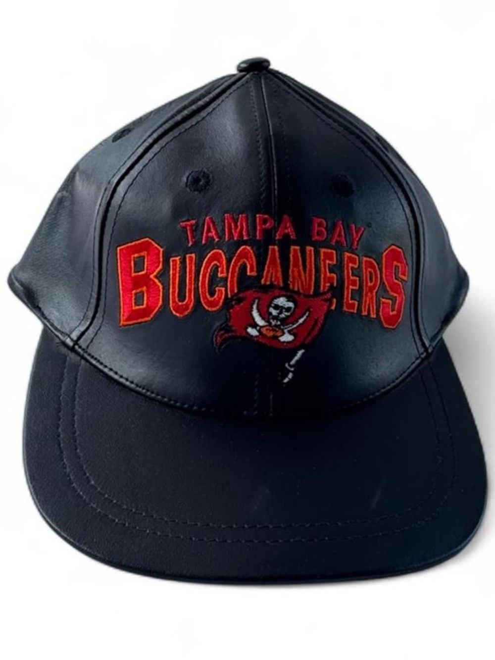 Vintage Tampa Bay Buccaneers Genuine Leather Strapback Hat Drew Pearson NFL Cap